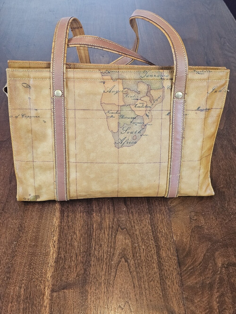 VTG Alviero Martini Prima Classe Italian Leather Map Print Shoulder Bag Rare - Picture 3 of 12